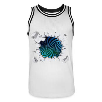 Matrix eddy current breaks out - Men's Basketball Jersey - white/black - Front - AI Model Male 185 dark (185cm)