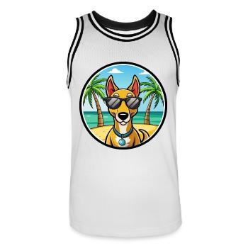 Russischer Harlekin Hund Rasse Cartoon Strand - Männer Basketball-Trikot - Weiß/Schwarz - Vorne - AI Model Male 185 dark (185cm)
