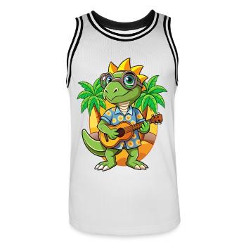Lustige Eidechse Sommer Strand Sonnenbrille Hawaiianisch - Männer Basketball-Trikot - Weiß/Schwarz - Vorne - AI Model Male 185 dark (185cm)