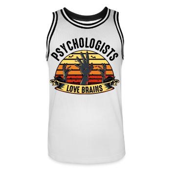 psychologue - Maillot de basket Homme - blanc/noir - Devant - AI Model Male 185 dark (185cm)