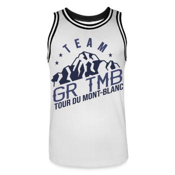 GR TMB Tour du Mont Blanc Randonnée Trek - Maillot de basket Homme - blanc/noir - Devant - AI Model Male 185 dark (185cm)