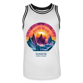 Sunrise Over Peaks - Men's Basketball Jersey - white/black - Front - AI Model Male 185 dark (185cm)