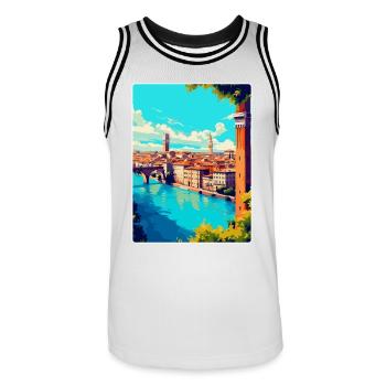 Vérone, Italie, Affiche de voyage vintage, WPA, Souvenir - Maillot de basket Homme - blanc/noir - Devant - AI Model Male 185 dark (185cm)