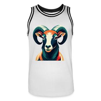 Ram Cartoon Figur Buntes Haustier Tier - Männer Basketball-Trikot - Weiß/Schwarz - Vorne - AI Model Male 185 dark (185cm)