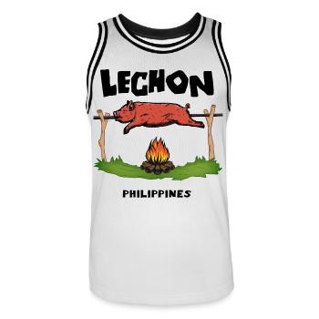 Lechon Philippines Cochon de lait Cebu Manille Cadeau - Maillot de basket Homme - blanc/noir - Devant - AI Model Male 185 dark (185cm)