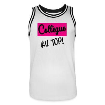 KOLLEGE - Männer Basketball-Trikot - Weiß/Schwarz - Vorne - AI Model Male 185 dark (185cm)