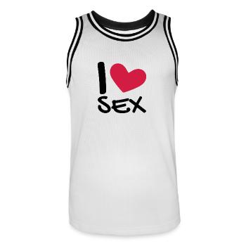 I love sex - Männer Basketball-Trikot - Weiß/Schwarz - Vorne - AI Model Male 185 dark (185cm)