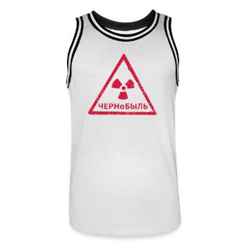 TSCHERNOBYL RADIATION WARNING ICON - Männer Basketball-Trikot - Weiß/Schwarz - Vorne - AI Model Male 185 dark (185cm)