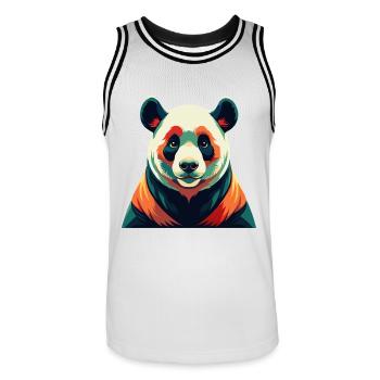 Panda Cartoon Figur Buntes Haustier Tier - Männer Basketball-Trikot - Weiß/Schwarz - Vorne - AI Model Male 185 dark (185cm)