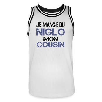 Je mange du Niglo - Maillot de basket Homme - blanc/noir - Devant - AI Model Male 185 dark (185cm)
