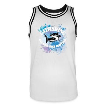 Poisson-chat Poisson-chat Poisson-chat pour les éclaboussures de peinture - Maillot de basket Homme - blanc/noir - Devant - AI Model Male 185 dark (185cm)