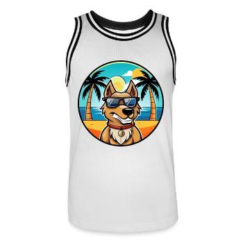 Magyar Agar Race Chien Dessin Animé Lunettes De Soleil Plage - Maillot de basket Homme - blanc/noir - Devant - AI Model Male 185 dark (185cm)