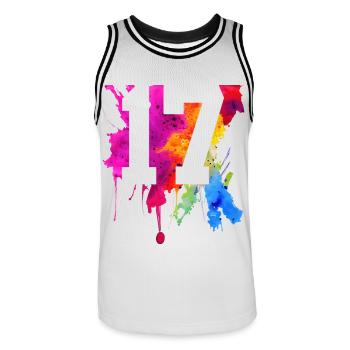 17 ANS 17E ANNIVERSAIRE - Maillot de basket Homme - blanc/noir - Devant - AI Model Male 185 dark (185cm)