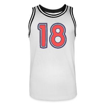 18. 18 JAHRE ALT - Männer Basketball-Trikot - Weiß/Schwarz - Vorne - AI Model Male 185 dark (185cm)