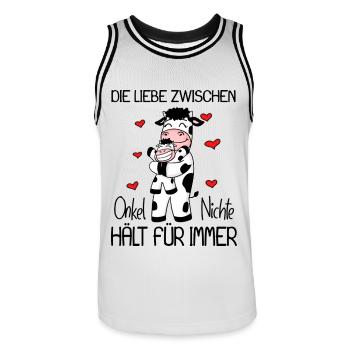Onkel Nichte Liebe Spruch Kuh Kühe Familie - Männer Basketball-Trikot - Weiß/Schwarz - Vorne - AI Model Male 185 dark (185cm)