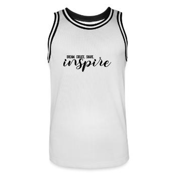 RÊVER. CRÉER. PARTAGER. inspirer - Maillot de basket Homme - blanc/noir - Devant - AI Model Male 185 dark (185cm)
