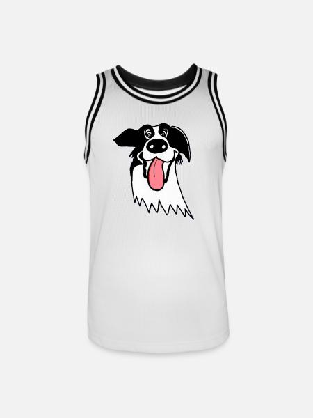 Border Collie mignon - Maillot de basket Homme - blanc/noir