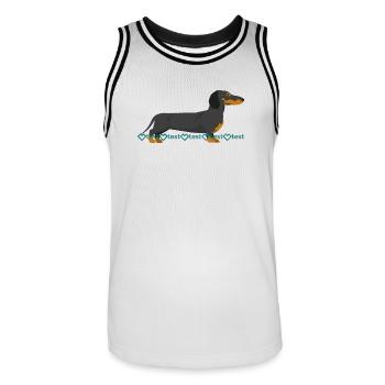Dackel Bild - Männer Basketball-Trikot - Weiß/Schwarz - Vorne - AI Model Male 185 dark (185cm)