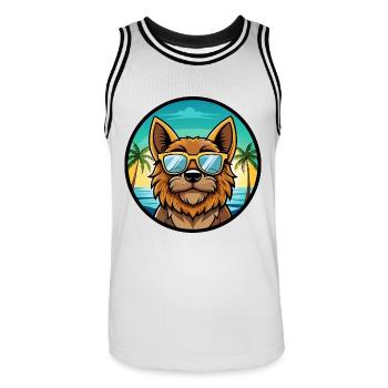 Griffon Bruxellois Dog Breed Cartoon Sunglasses - Men's Basketball Jersey - white/black - Front - AI Model Male 185 dark (185cm)