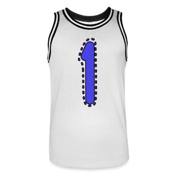 1. 1 JAHR. 1. JAHRESTAG. 1 JAHR GEBURTSTAG - Männer Basketball-Trikot - Weiß/Schwarz - Vorne - AI Model Male 185 dark (185cm)