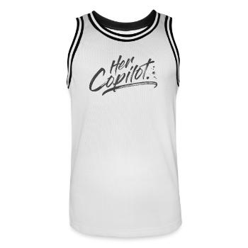 Her Copilot - Men's Basketball Jersey - white/black - Front - AI Model Male 185 dark (185cm)