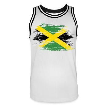 Drapeau de la Jamaïque utilisé - Maillot de basket Homme - blanc/noir - Devant - AI Model Male 185 dark (185cm)