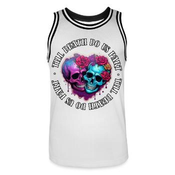 Jusqu’à ce que la mort nous sépare (2) - Maillot de basket Homme - blanc/noir - Devant - AI Model Male 185 dark (185cm)
