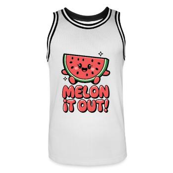 Melon It Out! - Men's Basketball Jersey - white/black - Front - AI Model Male 185 dark (185cm)