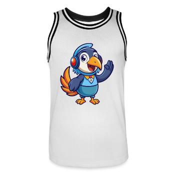 Toucan Funny Cartoon Character Musique de casque - Maillot de basket Homme - blanc/noir - Devant - AI Model Male 185 dark (185cm)