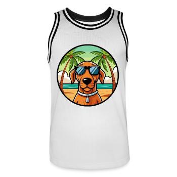 Ungarische Vizsla Hunderasse Cartoon Sonnenbrille Strand - Männer Basketball-Trikot - Weiß/Schwarz - Vorne - AI Model Male 185 dark (185cm)