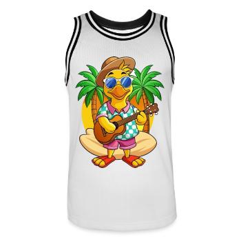 Lustige Ente Cartoon Sommer Strand Sonnenbrille Gitarre - Männer Basketball-Trikot - Weiß/Schwarz - Vorne - AI Model Male 185 dark (185cm)