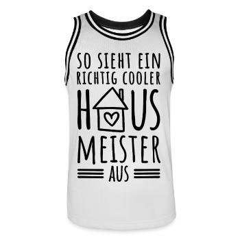 So sieht ein richtig cooler Hausmeister aus - Männer Basketball-Trikot - Weiß/Schwarz - Vorne - AI Model Male 185 dark (185cm)
