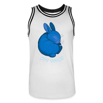 Lapin - Pas aujourd’hui - Maillot de basket Homme - blanc/noir - Devant - AI Model Male 185 dark (185cm)