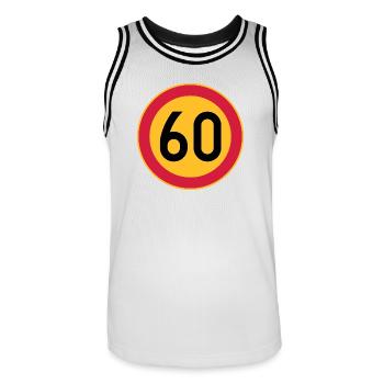 60 Limit / Tempolimit - Männer Basketball-Trikot - Weiß/Schwarz - Vorne - AI Model Male 185 dark (185cm)