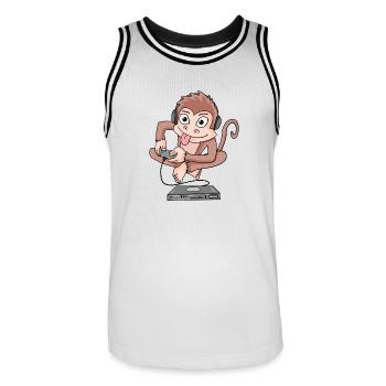 Affe spielt Videospiele - Männer Basketball-Trikot - Weiß/Schwarz - Vorne - AI Model Male 185 dark (185cm)