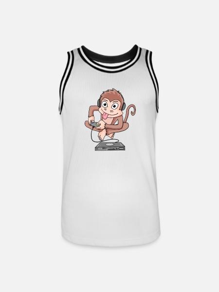 Monkey plays video games - Men's Basketball Jersey - white/black