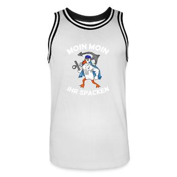 Moin Moin ihr spacken Möwe Nordsee Ostsee Norden - Männer Basketball-Trikot - Weiß/Schwarz - Vorne - AI Model Male 185 dark (185cm)