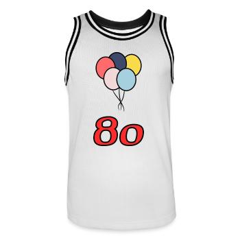 80. 80 YEARS. 80th ANNIVERSARY. 80 YEARS ANNIVERSARY. - Men's Basketball Jersey - white/black - Front - AI Model Male 185 dark (185cm)