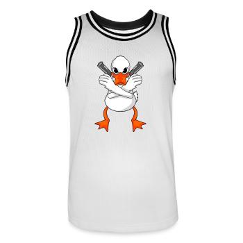 Ente mit Pistole - Männer Basketball-Trikot - Weiß/Schwarz - Vorne - AI Model Male 185 dark (185cm)