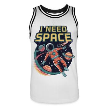 I Need Space - Men's Basketball Jersey - white/black - Front - AI Model Male 185 dark (185cm)