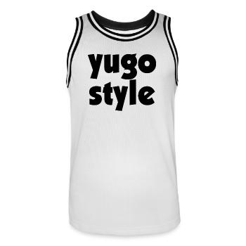 Style Yugo - style unifié des Balkans - Maillot de basket Homme - blanc/noir - Devant - AI Model Male 185 dark (185cm)
