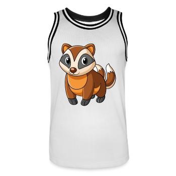 Dachs Niedliches Maskottchen Zeichentrickfigur Kawaii - Männer Basketball-Trikot - Weiß/Schwarz - Vorne - AI Model Male 185 dark (185cm)