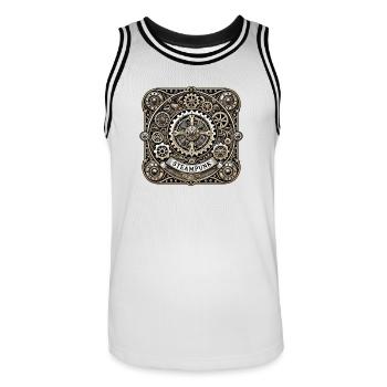 Steampunk Logo - Men's Basketball Jersey - white/black - Front - AI Model Male 185 dark (185cm)