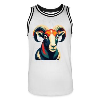 Ram Cartoon Figur Buntes Haustier Tier - Männer Basketball-Trikot - Weiß/Schwarz - Vorne - AI Model Male 185 dark (185cm)