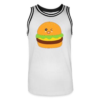 Burger, fast food, essen, kochen Geschenk Koch - Männer Basketball-Trikot - Weiß/Schwarz - Vorne - AI Model Male 185 dark (185cm)