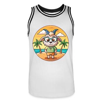 Ziege Lustige Cartoon Sommer Strand Sonnenbrille - Männer Basketball-Trikot - Weiß/Schwarz - Vorne - AI Model Male 185 dark (185cm)