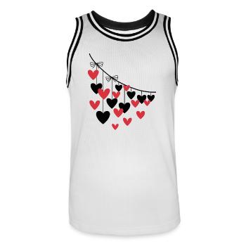 Coeur Guirlande Plusieurs Coeurs - Maillot de basket Homme - blanc/noir - Devant - AI Model Male 185 dark (185cm)