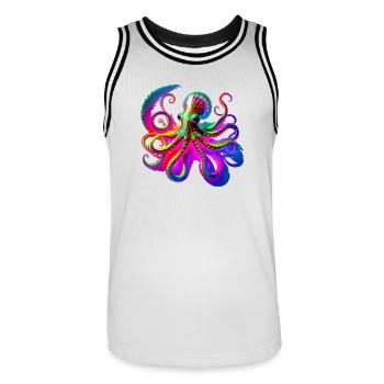 Psychedelischer Neon-Oktopus - Männer Basketball-Trikot - Weiß/Schwarz - Vorne - AI Model Male 185 dark (185cm)