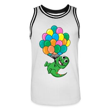 Ballon bébé dinosaure - Maillot de basket Homme - blanc/noir - Devant - AI Model Male 185 dark (185cm)
