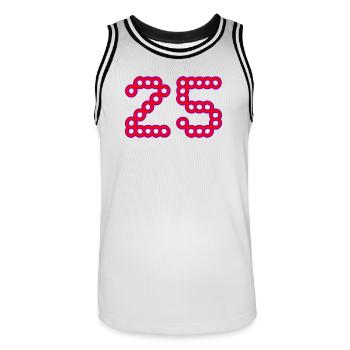 25. 25 ANS. 25e ANNIVERSAIRE. ANNIVERSAIRE 25 ANS. - Maillot de basket Homme - blanc/noir - Devant - AI Model Male 185 dark (185cm)